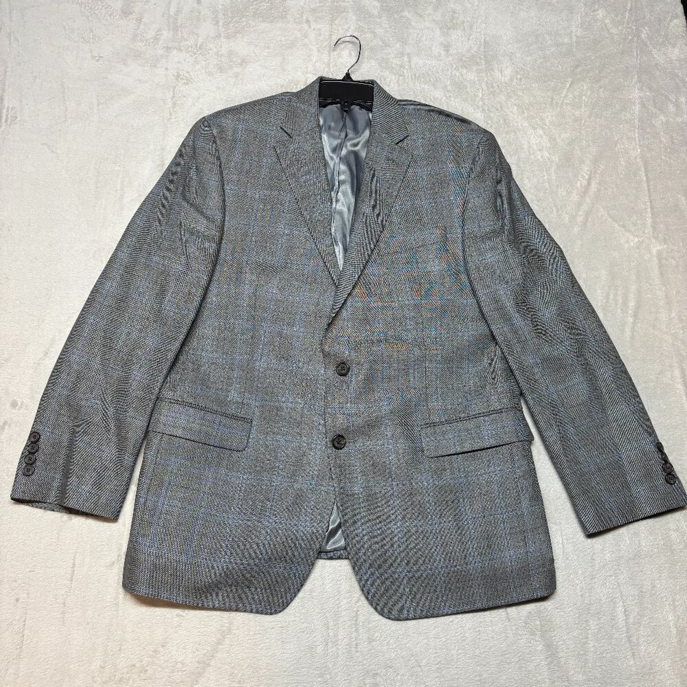 Lauren Ralph‎ Lauren Blazer Mens 42R Gray Blue Plaid Jacket Sport Coat READ